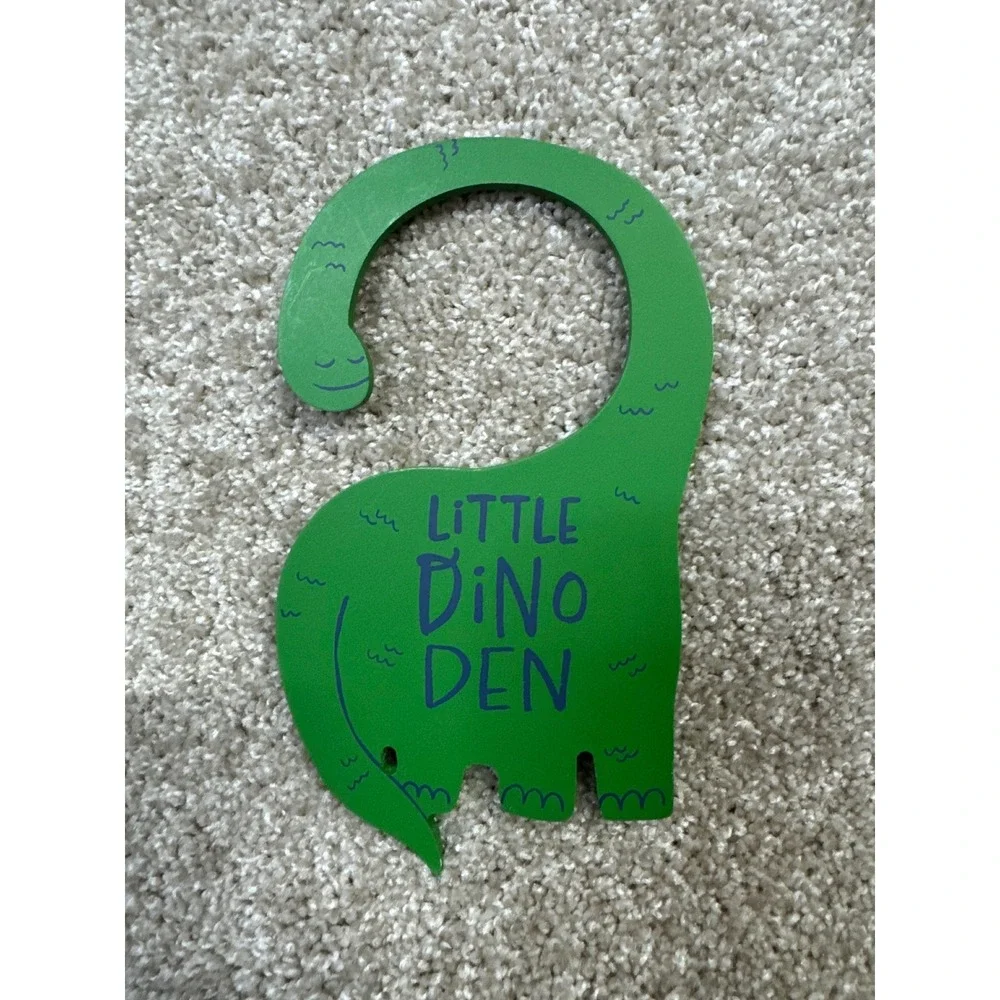 Dinosaur Kids Room Decor Set Boys Only Footprint Sign & Dino Den Door Hangers